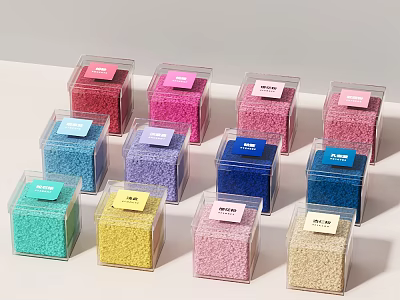 Colorful Decorative Ornament Set With Transparent Boxes And Various Glitter Particles 3d model
