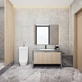 Modern Hotel Bathroom Interior With Marble Tiles Vanity Sink And Mirror