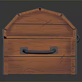 Orange Wooden Treasure Chest With Textured Surface Gray Metal Straps Lock And Handle
