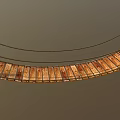Rustic Wooden Suspension Bridge With Rope Railings Log Posts And Wooden Planks
