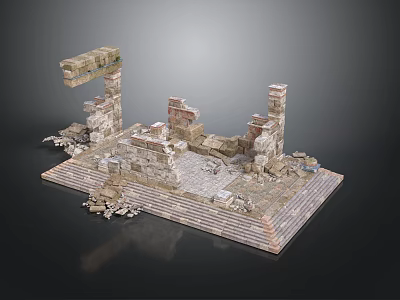 Ancient Architecture Ruins With Stone Walls Broken Columns And Remains 3d model