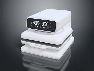 Modern White Stackable Computer Device With Digital Screen Displaying 400 And 360 Degrees 3d model