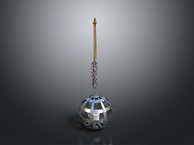 Modern Spherical Lighting Fixture Combination with Metallic Chain and Reflective Surface 3d model