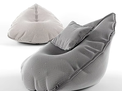 Modern Striped Bean Bag Chairs In Light And Dark Gray Colors 3d model
