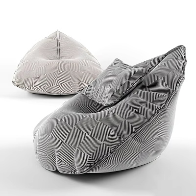Modern Striped Bean Bag Chairs In Light And Dark Gray Colors 3d model