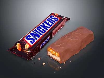 Delicious Snickers Chocolate Bar With Peanut Caramel Filling And Chocolate Coating 3d model