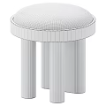 Modern Gray Padded Seat Black Wooden Stool With Cylindrical Legs Design