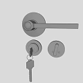 Door handle door lock key hardware 3d model