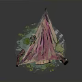 Natural Style Wooden Chair With Branch Like Frames And Moss Decorated Seat