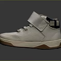 Kids White High Top Shoes with Velcro Straps Brown Sole Plaid Lining