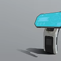 Interactive Digital Terminal With Blue Touchscreen Interface And White Black Stand