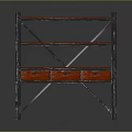 Industrial Style Metal Frame Storage Shelf With Red Shelves And Wooden Drawers Multi Tier Design