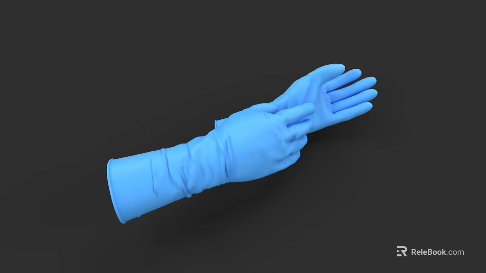 Operating Room Blue Sterile Surgical Gloves for Medical Procedures 3d model 
