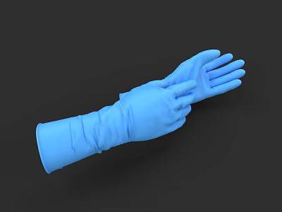 Operating Room Blue Sterile Surgical Gloves for Medical Procedures 3d model