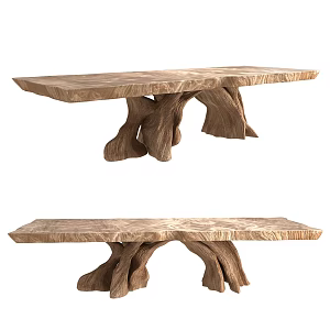 Modern wood dining table 3d model