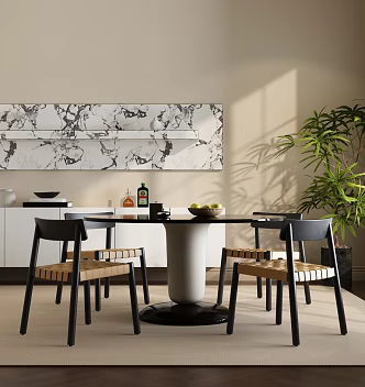 Modern French Dining Table and Chair French Dining Table and Chair Modern Italian Dining Table and Chair Combination 3d model