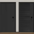 Dark Gray Hinged Doors Featuring Herringbone And Vertical Stripe Patterns With Black Handles