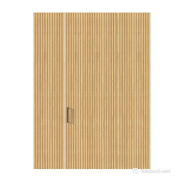 Wooden Hinged Door With Vertical Wood Grain Stripes And Simple Design 3d model 
