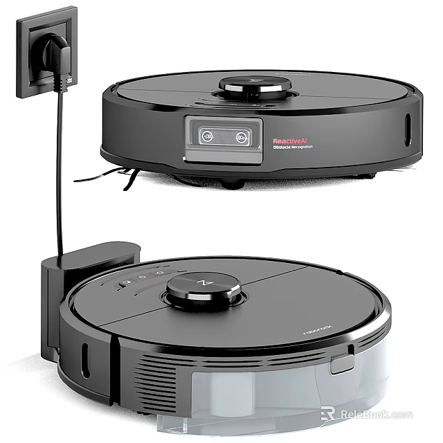 Sleek Modern Robot Vacuum Cleaner With Charging Dock For Efficient Home Cleaning 3d model 