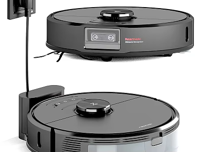 Sleek Modern Robot Vacuum Cleaner With Charging Dock For Efficient Home Cleaning 3d model