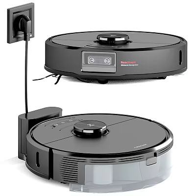 Sleek Modern Robot Vacuum Cleaner With Charging Dock For Efficient Home Cleaning 3d model