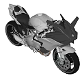 Silver and Gray Modern Sporty Motorcycle With Comfortable Seat And Stylish Wheels
