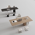 Modern office desk and chair combination desk and chair 3d model