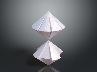 White Symmetrical Paper Origami Diamond With Geometric Structure On Grey Background 3d model