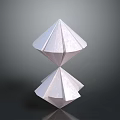 White Symmetrical Paper Origami Diamond With Geometric Structure On Grey Background