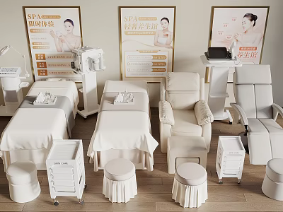 Professional SPA Salon Massage Bed With Comfortable Furniture And Beauty Equipment 3d model