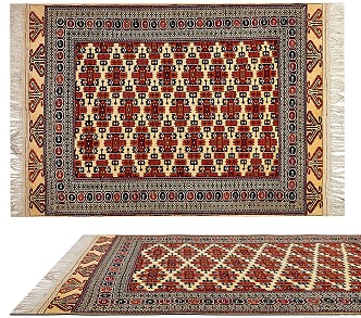 Carpet Nordic Ethnic Style Large Area Full of Crystal Velvet Persian Turkish Bedside Living Room American Retro European Country Square 3d model