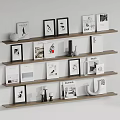 Modern Minimalist Wall Cabinets With Decorative Items Photo Frames And Books