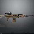 Tan And Beige Sniper Rifle With Tactical Scope And Detachable Magazine
