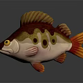 Colorful Cartoon Fish With Yellow Eyes Red Yellow Purple Fins And Tail