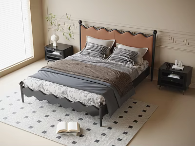 French double bedside table carpet 3d model