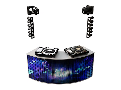 Curved Digital DJ Controller With Colorful LED Lights Turntables And Side Knob Devices 3d model