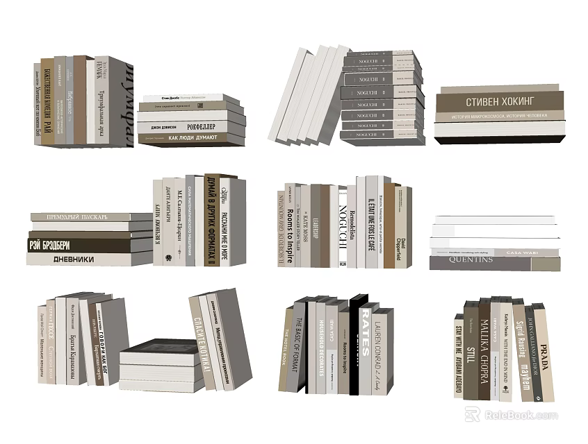Stacked Books And Magazines With Various Covers And Different Sizes 3d model