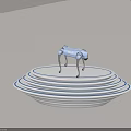 Silver Smart Four Legged Robot Standing On White Circular Platform With Blue Lines 3d model