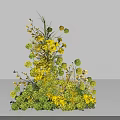 Elegant Floral Display with Yellow Flowers Green Leaves and Spherical Decorations