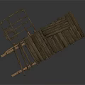 Wooden Construction Frame Structure With Stacked Planks And Supports 3d model