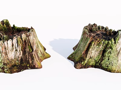 Natural Stone Wood Tree Stumps With Mossy Texture And Rough Surfaces 3d model