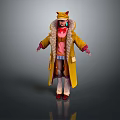 Game Movie Character In Yellow Coat With Cat Ear Hat Pink Top And Red Shoes