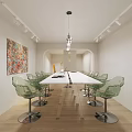 Modern Clothing Store Interior With Hanging Clothes Armchair Round Table And Decorative Painting