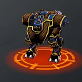 Sci Fi Biomechanical Character With Mechanical Legs And Orange Glow Base