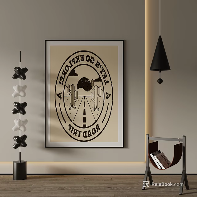 Road Trip Themed Wall Art For Modern Interior Decor 3d model