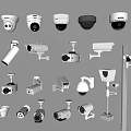 Various Security Surveillance Cameras Including Dome Bullet And PTZ Types For Installation 3d model