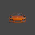 Orange Porsche Style Sports Car With Aerodynamic Design And Large Rear Spoiler
