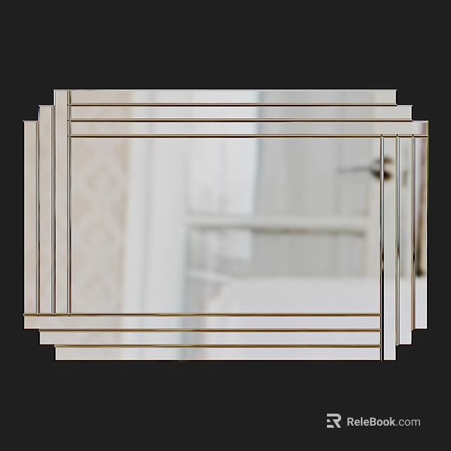 Modern Wall Decorative Mirror with Sleek Metal Frame and Clear Reflective Surface 3d model 