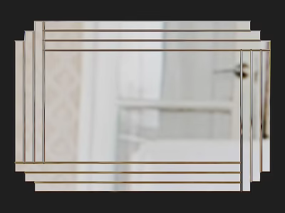 Modern Wall Decorative Mirror with Sleek Metal Frame and Clear Reflective Surface 3d model