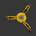 Yellow Robot Game Movie Character With Spherical Body And Mechanical Legs
